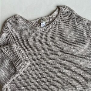 Berretti Made In Italy Chunky Knit Wool Blend Beige Silver Sweater Women’s OS